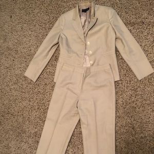 A tan suit.